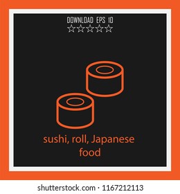 sushi,roll, Japanese food vector icon