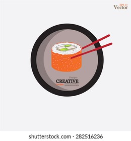 sushi.sushi isolated on chalkboard.vector illustration   