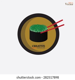 sushi.sushi isolated on chalkboard.vector illustration   