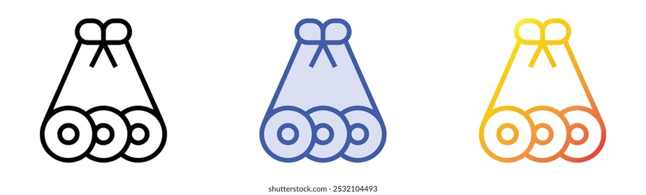 Sushki-Symbol. Lineares, blaues Füllungs- und Farbverlauf-Design einzeln auf weißem Hintergrund