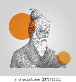 
Sushruta, Father of Surgery. dot particles art.