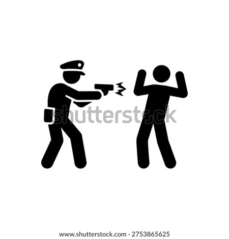Suspect Apprehension At Gunpoint Icon Isolated On White Background