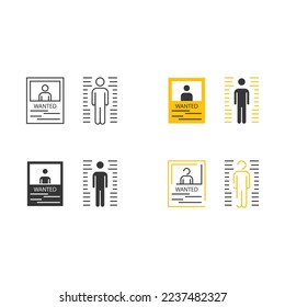 icono de vector de medición de altura criminal sospechosa