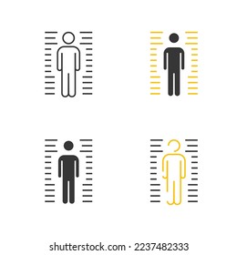 icono de vector de medición de altura criminal sospechosa