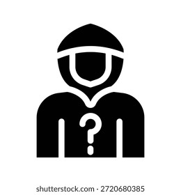 ícone de glifo suspeito gráfico vetorial de ilustração. Elemento simples ilustração vetor gráfico, adequado para aplicativo, sites e apresentações isolados no fundo branco