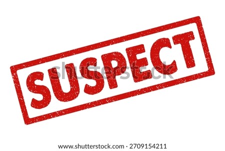 SUSPECT Red Grunge Rubber Stamp Vector Image for Legal Document Case File or Investigation Mark Design