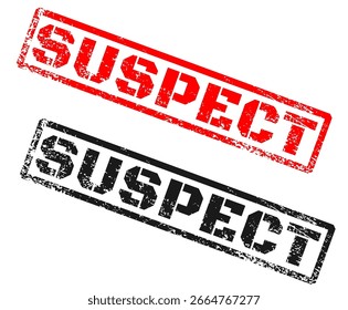 SUSPECT stamp on white background, black and red text, vector stamp