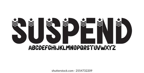 Suspend, Creative simple modern urban alphabet font. Digital abstract futuristic, logo, music, sport, minimal technology typography. Simple numeric vector illustration
