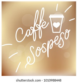 Suspended coffee hand draw logo illustration with lettering, vector