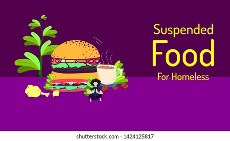 suspended food for homeless. vector illustration eps10
