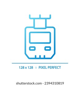 Suspended monorail pixel perfect gradient linear vector icon. Suspension railway. Hanging train. Public transportation. Thin line color symbol. Modern style pictogram. Vector isolated outline drawing