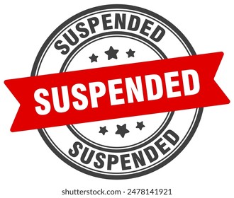 suspended stamp. suspended round sign. label on transparent background