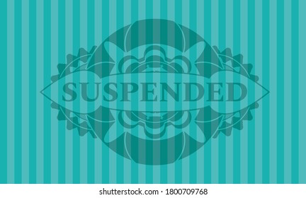 Suspended text inside Turquoise badge. Bars chic background. Illustration. 