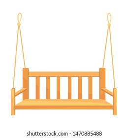 Suspended wooden swing. Vector illustration on white background.