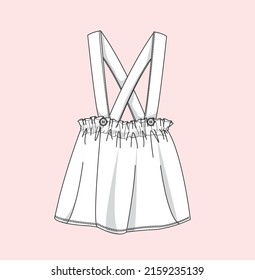 suspender with skirt flat sketch illustration