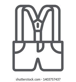 Suspenders with pants line icon, clothes and accessory, jumpsuit sign, vector graphics, a linear pattern on a white background, eps 10.