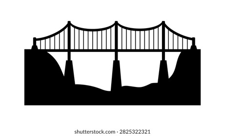 suspension bridge, black isolated vector silhouette