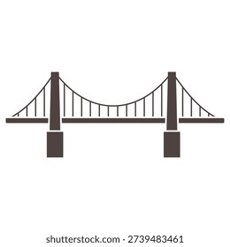 Suspension bridge icon with cables and pillars simple illustration icon