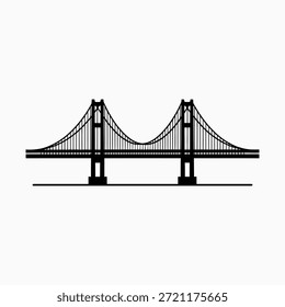 Gráfico de Vector de icono de puente de suspensión. Silueta negra de un Lugar famoso arquitectónico moderno.