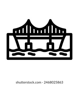 Vector de línea de puente colgante. símbolo de puente colgante. símbolo de contorno aislado ilustración negra