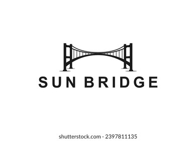 Silueta del logotipo del puente de suspensión diseño minimalista sencillo.