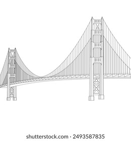 Suspension Bridge Outline Drawing Illustrations