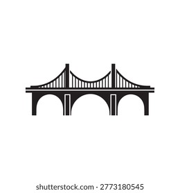 Suspension bridge silhouette icon for infrastructure and travel design