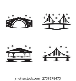 Suspension bridge silhouette vector icon for modern city illustration