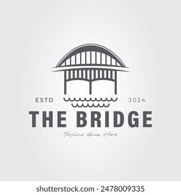 suspension bridge or trestle over the river logo vector illustration design