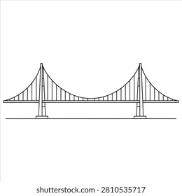Suspension bridge with twin towers and cable-stayed design
