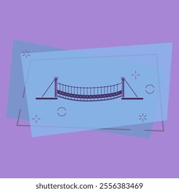 Suspension bridge vector illustration. Rope bridge, footbridge, sightseeing. Bridges concept. Vector illustration can be used for topics like architecture, landmark, construction