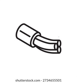 Suspension cable icon. Civil engineering and bridge infrastructure, representing high-tensile steel wire bundles, main load-bearing lines, structural cable anchoring, and heavy-duty utility conduit.