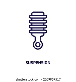 icono de suspensión de la colección de limpieza. Suspensión lineal delgada, auto, icono de contorno de pieza aislado en fondo blanco. Signo de suspensión de vector de línea, símbolo para web y móvil