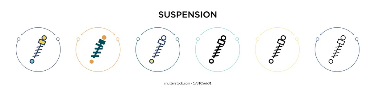Suspension icon in filled, thin line, outline and stroke style. Vector illustration of two colored and black suspension vector icons designs can be used for mobile, ui, web