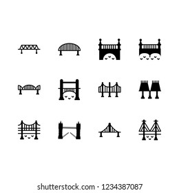 suspension icon set about bridge vector set