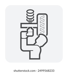 Suspension, mechanics or technician vector icon. Include air impact wrench, coil spring, coilovers or strut, rubber tire wheel. To check, repair, service, maintenance for auto car, automotive vehicle.