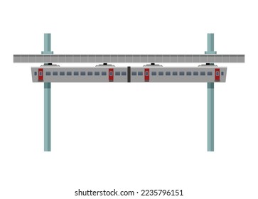 Suspension monorail train. Simple flat illustration.