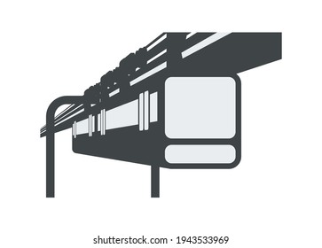 Ferrocarril de suspensión. Simple ilustración plana en perspectiva.