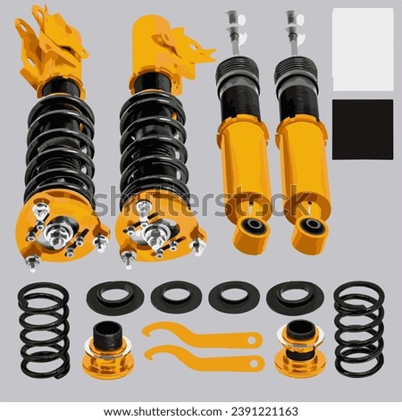Suspension Shock Absorber Adjustable Lowering Kit Fit for any car vector