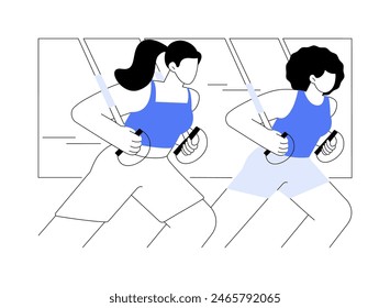 Suspension training isolated cartoon vector illustrations. Women doing push-ups with fitness straps in the gym, group workout, work with sport equipment, staying fit together vector cartoon.