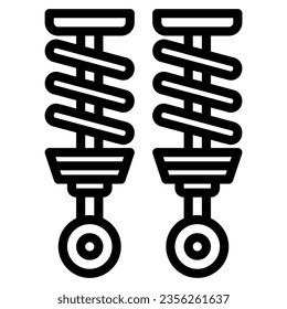 Suspension Vektorliniensymbol eines Autos oder Automobils, symbolisiert eine Maschine zum Fahren. Es wird in einem Line-Stil präsentiert, geeignet für mobile Konzepte und Web-Design