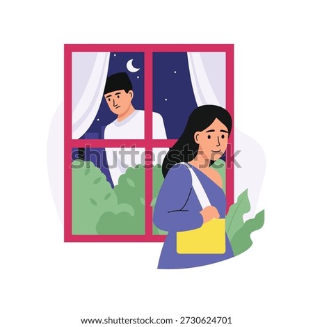 Suspicion Grows Vector Flat Illustration EPS 10 File