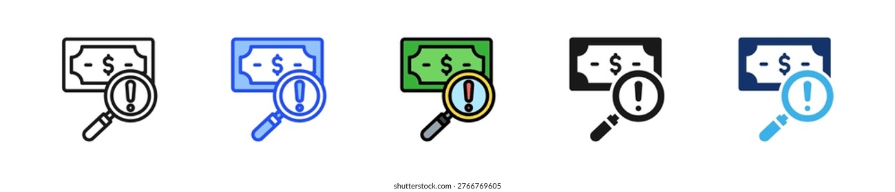 Suspicious Cash Icon Collection With Multiple Styles