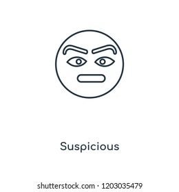 Suspicious concept line icon. Linear Suspicious concept outline symbol design. This simple element illustration can be used for web and mobile UI/UX.