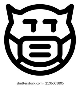 suspicious devil looking at left side while wearing the mask