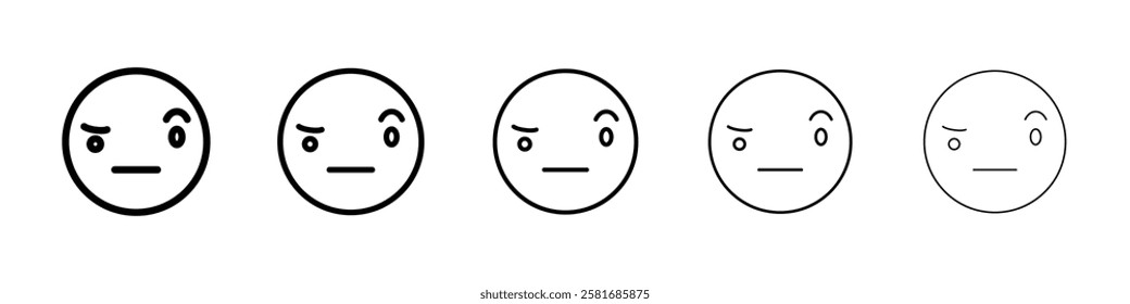 Suspicious emoji icon Vector logo sign
