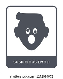suspicious emoji icon vector on white background, suspicious emoji trendy filled icons from Emoji collection, suspicious emoji simple element illustration