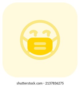 Sospechoso emoji mirando hacia la izquierda mientras lleva la máscara