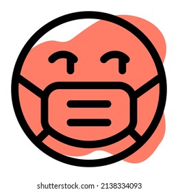 Suspicious emoji looking left side while wearing the mask