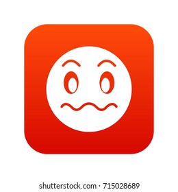 Suspicious emoticon digital red for any design isolated on white vector illustration